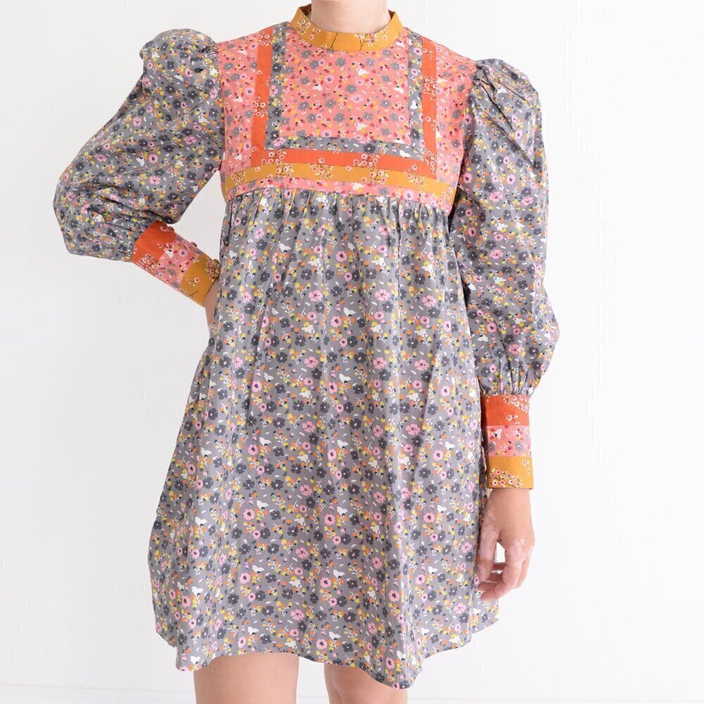 CeliaB BuckEye Tree Puff Sleeve Multicolor Floral Mini Dress S